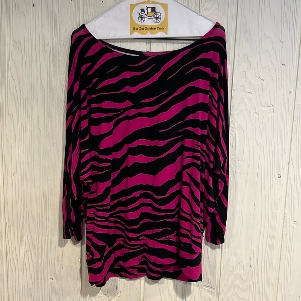 JM Collection Pink Black Zebra Top Extra Large